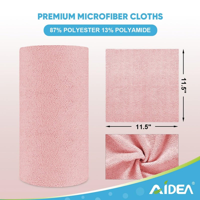 AIDEA Microfiber Cleaning Cloth Roll  50PK  Tear Away Reusable Paper Towels Pink  Commercial Shop Rags  Microfiber Towels for Cars  Lint Free Cleaning Rags for House  Kitchen  Garage Shop  11.5""?11.5"" - Image 4